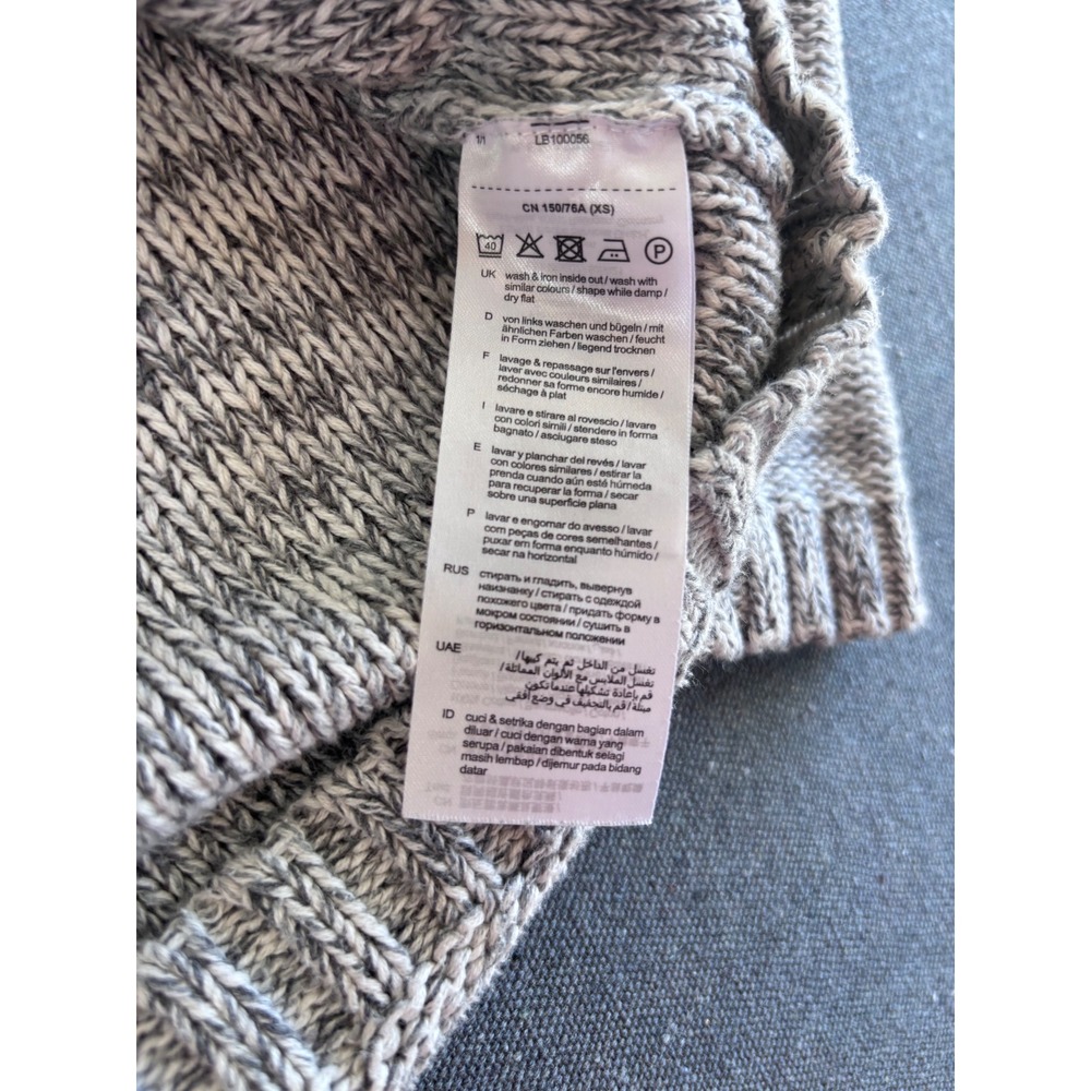 EDC by Esprit Womens XS Marled Grey Pointelle Raglan Knit Sweater High Low Hem - Picture 3 of 8
